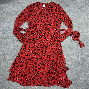 CAbi 5771 Dress Womens Large Red SIREN WRAP Leopard Cardigan Wear 2 Ways